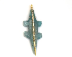 Pendentif en forme de crocodile inspiré de la nature, zircon avec pierre précieuse, pour femmes et hommes - Product Image 5