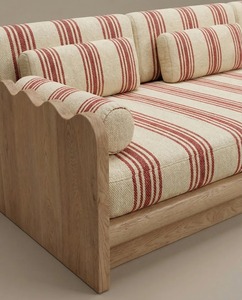 Sofá Cama Escandinavo de Tela, Tres Plazas, Respaldo Acolchado, Brazos Acolchados, Forma de L, Muebles Modernos de Lujo para Sala de Estar - Product Image 6