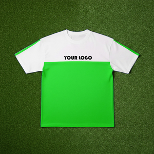 เสื้อยืดผู้ชายพิมพ์โลโก้ตามสั่งผ้าตัดต่อสไตล์โอเวอร์ไซซ์แนวสตรีท - Product Image 4