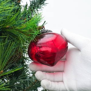 Ornement de Noël en verre rouge texturé en forme d'oignon, boule suspendue pour décoration de sapin festif, vente en gros - Product Image 4
