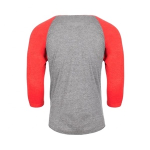 OEM เสื้อยืดเบสบอลสำหรับผู้ชายเสื้อยืด100% คอกลมแขนสามส่วนผ้าฝ้าย Raglan ทรงพอดีตัวปกติโลโก้ของคุณ - Product Image 2