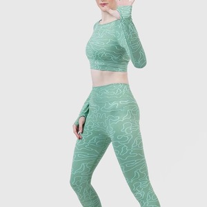 Haut court de sport pour femme de haute qualité, col rond doux, manches longues, coupe ajustée, compression, sexy, pour la gym - Product Image 6