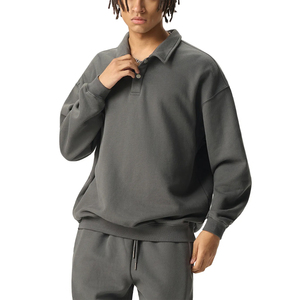 Sweat-shirt de style polo à col rabattable, coupe ample, poids lourd 380 g/m², design épuré, personnalisation du logo, broderie 3D - Product Image 3