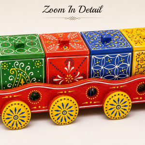 Juego de Caja de Regalo de Tren de Madera Pintado a Mano con 4 Cajas Extraíbles Coloridas para Decoraciones Navideñas - Product Image 3
