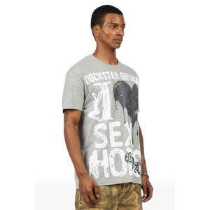 High Quality Cotton Custom T Shirt For Men Custom Grey Screen Printing Heavy Weight Oversized <b>Tshirt</b> Printing Men's T-Shirts - Product Image 3