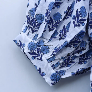 Beautiful Floral Cotton Hand <b>Drawn</b> Printed Summer Dress for Women's Casual Wear 3/4 Sleeves Quick Dry - Product Image 4