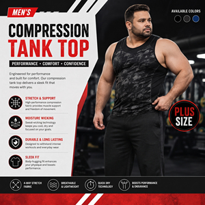 Customized Printed Plus Size Tank Top Gym Fitness Compression <b>Singlet</b> Top 100% Spandex Polyester Tank Tee Sports Sleeveless Tee - Product Image 1
