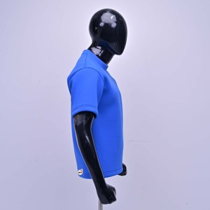 Camiseta de Manga Corta con Cuello Redondo Azul para Hombre, Corte Regular, Color Sólido, Transpirable, Tejido de Punto, Neopreno, Estilo Casual - Product Image 3