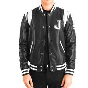Premium Men's Varsity <b>Jacket</b> Leather Material Contrast Color Embroidery <b>Patch</b> Classic College Letterman Bomber <b>Jacket</b> - Product Image 1