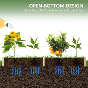 96\" X 24\" X 10\" Wooden Raised Garden Bed with 2 <b>Planter</b> <b>Boxes</b> Non-Woven Fabric Liner for Patio Natural & Eco-Friendly Product - Product Image 5