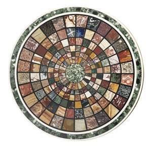 Plateau de table de luxe en incrustation de pierres semi-précieuses Pietra Dura - Product Image 3