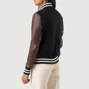 Wholesale Custom <b>Womens</b> Crop Varsity <b>Jacket</b> Letterman Style Quilted Cotton Polyester Baseball <b>Bomber</b> <b>Jacket</b> OEM Logo - Product Image 2