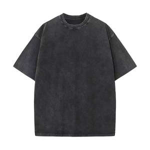 เสื้อยืดคอตตอนสีเขียวอมฟ้าทรงโอเวอร์ไซส์สำหรับผู้ชาย แขนสั้น คอกลม สีพื้น ผ้าเจอร์ซีย์ถัก สวมใส่สบาย - Product Image 2