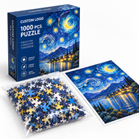 Puzzle personnalisé avec logo, 1000 pièces, motif Village Nuit Étoilée, avec poster, en carton premium, jouet éducatif pour adultes et adolescents