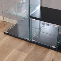 TMG-E40 Rak TV Multifungsi Kaca Kristal Temper Profesional Desain Modern untuk Ruang Tamu, Kamar Tidur, Kantor Rumah, Ruang Makan