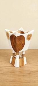 Quemador de Incienso de Madera Hecho a Mano con Inserto de Metal Dorado, Cilindro Aromático de Madera con Vetas de Mármol - Product Image 2