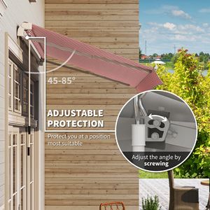 Toldo Retráctil Rayado Borgoña de 10x8 pies para Patio, Toldo Exterior con Manivela para Terraza y Jardín, Incluye Soportes para Toldo - Product Image 4