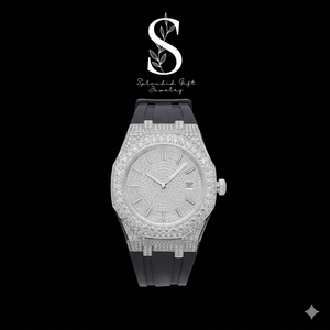 Reloj de Diamantes Moissanite con Números Arábigos, Totalmente Cubierto de Diamantes, Reloj de Función para Hombre, Reloj de Acero Inoxidable para Hombre y Mujer - Product Image 5