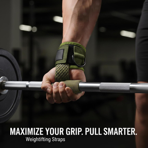 Custom Logo <b>Adjustable</b> Cotton & Neoprene Weightlifting Wrist Straps with D-<b>Rings</b> Eco-Friendly & Breathable for Powerlifting - Product Image 3