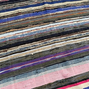 Alfombra de Algodón a Rayas Hecha a Mano, Rectangular, Estilo Bohemio, Tejido Plano, Base de Yute, Pelo Medio, Lavable, Grosor Medio, Decoración para Pasillo - Product Image 4