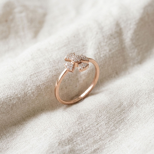 Anillo de Boda con Diseño de Flor de Cuatro Pétalos y Racimo Floral, Chapado en Oro Rosa de 14K con Diamante Cultivado en Laboratorio, Joyería Fina para Mujer, Regalo - Product Image 2