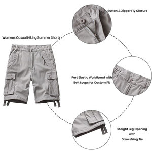 Pantalones Cortos Cargo de Cintura Media para Mujer al por Mayor, Estilo Casual Holgado con Múltiples Bolsillos y Cierre de Botones, Ideales para Senderismo y Actividades al Aire Libre - Product Image 3