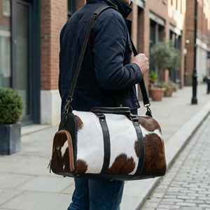 Sac de voyage en cuir de vachette pleine fleur de luxe en gros, étiquette privée OEM LHODB-0097 - Product Image 3