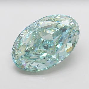 Diamant ovale de 15,00 carats, vert bleuâtre fantaisie, pureté VVS2, certifié, diamant vert bleu de luxe - Product Image 1