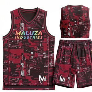 ชุดยูนิฟอร์มบาสเก็ตบอลแบบซับลิเมชั่นสั่งทำระดับมืออาชีพสำหรับทีมชาย เสื้อและกางเกงขาสั้น ชุดพิมพ์ลายสีเต็มรูปแบบ ชุดกีฬา - Product Image 1