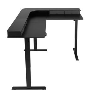 Escritorio de Esquina en Forma de L para Juegos, Eléctrico y Ajustable en Altura, con Ganchos Dobles, Cajones de Tela y Soportes para CPU, para Uso con Computadora - Product Image 1