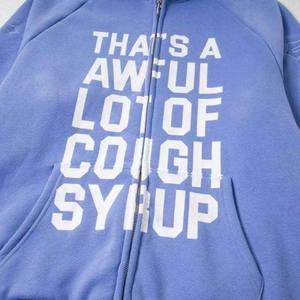 Sweat à capuche zippé épais pour homme avec impression graphique personnalisée COUGH SYRUP, en polaire oversize, pour automne-hiver, vente en gros, streetwear - Product Image 5