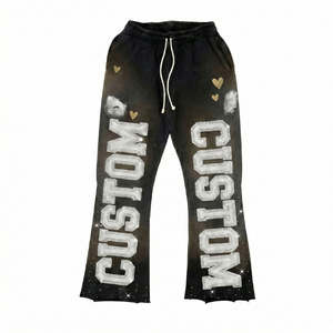 Sudadera con Capucha para Hombre, Estilo Deportivo, Logotipo Personalizado, 100% Algodón, Negra, Estilo Desgastado, Lavado Ácido, Estampado, 500 Gsm, con Pedrería - Product Image 4