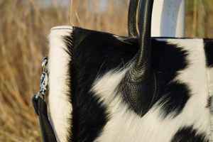 Bolso Tote Grande de Cuero Genuino con Pelo de Vaca para Mujer, Cartera de Piel con Cremallera Abierta, Verano Otoño LHTB-0089 - Product Image 5