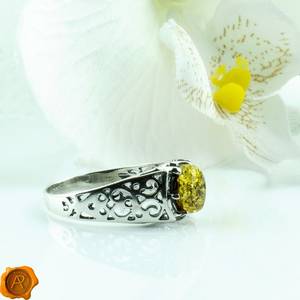 Green Baltic Amber Silver <b>Ring</b> Large Chunky 925 Sterling Silver Gemstone <b>Ring</b> Unisex Jewelry For Men Women - Product Image 4