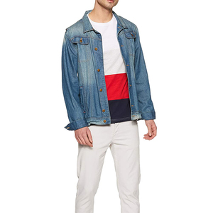 เสื้อยืดแขนสั้นผู้ชายแบบคอโอ มีกระเป๋า ดีไซน์ถักแบบลำลอง สีบล็อก - Product Image 4