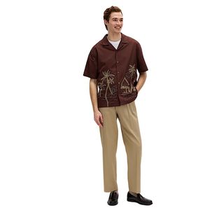 Premium Relaxed Fit Embroidered Half Sleeve Shirt for Men Comfortable Cotton <b>Blend</b> Casual Beachwear Shirt - Product Image 4