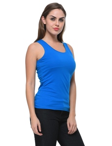 Débardeur côtelé sans manches pour femme, décontracté, basique, ajusté, pour l'été, l'entraînement, la gym, le yoga, athlétique, extensible, en coton et élasthanne tricoté - Product Image 2