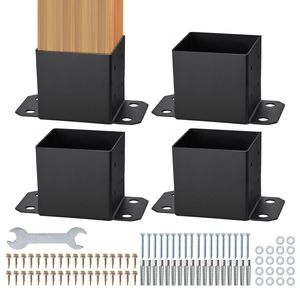 Base per Palo 6x6 con 4 Staffe per Palo in Legno Nero Opaco, Ancoraggio Resistente Verniciato a Polvere, Dimensione Interna 5.6"x5.6" - Product Image 6