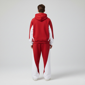 Survêtement Homme Confortable à Capuche Coupe Droite Imprimé Personnalisé 100% Coton Bicolore Style Streetwear Vente en Gros - Product Image 4