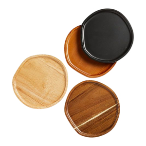 Sous-verres en bois personnalisés, écologiques, en bois naturel, ensemble de sous-verres ronds résistants à la chaleur, pour restaurant - Product Image 4