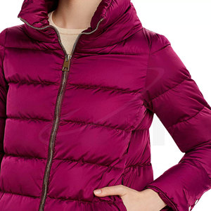 Veste matelassée pour femme, couleur unie, col montant, fermeture éclair, manches longues, longueur courte, vêtements d'extérieur d'hiver - Product Image 5