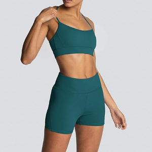 Ensemble de yoga personnalisable, ensemble d'entraînement 2 pièces pour femmes |   Tissu respirant à séchage rapide, extensible dans quatre directions, en spandex et polyester pour le yoga - Product Image 4