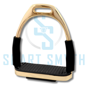 Estribos de equitación de latón macizo de primera calidad con acabado en oro rosa, estribos de seguridad ecuestres con agarre de goma. - Product Image 2
