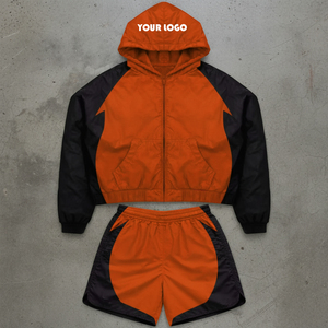 Summer <b>Wind</b> <b>Breaker</b> Plus Size Quick Dry 2 Piece Custom Street Wear Polyester Tracksuit Windbreaker Jacket Hoodie Shorts Sets Man - Product Image 1