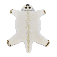 Tapis moderne en laine tuftée à la main en forme d'ours polaire, contour sculpté avec précision, écologique, adapté aux animaux domestiques, antidérapant, pour enfants