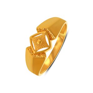 Bague de déclaration carrée géométrique plaquée or 18 carats de luxe pour homme, ajustable, style Dubaï arabe, tendance - Product Image 1