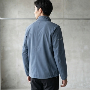 Chaqueta Cortavientos Ligera Azul Gris para Hombre, Cuello Alto, Cierre Completo, Chaqueta Deportiva para Exteriores con Múltiples Bolsillos - Product Image 4
