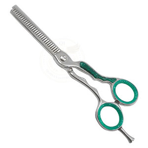 กรรไกรตัดแต่งขนสเตนเลสสตีลพรีเมียมพร้อมด้ามจับสีเขียววิบวับ - Product Image 6