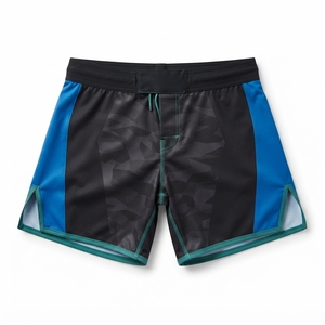 Women's Athletic <b>Shorts</b> Color Blocked Purple <b>Lime</b> <b>Green</b> Moisture Wicking Four-Way Stretch Breathable 100% Polyester MMA Fight - Product Image 4
