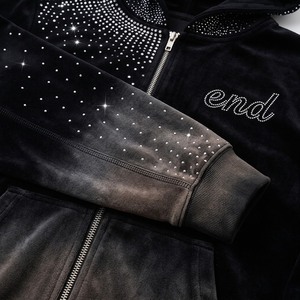 เสื้อฮู้ดปักโลโก้ END Rhinestone สำหรับผู้ชาย ผ้ากำมะหยี่ สไตล์ลำลอง ใส่ได้ในฤดูใบไม้ร่วง ทรงปกติ แบบซิป - Product Image 4